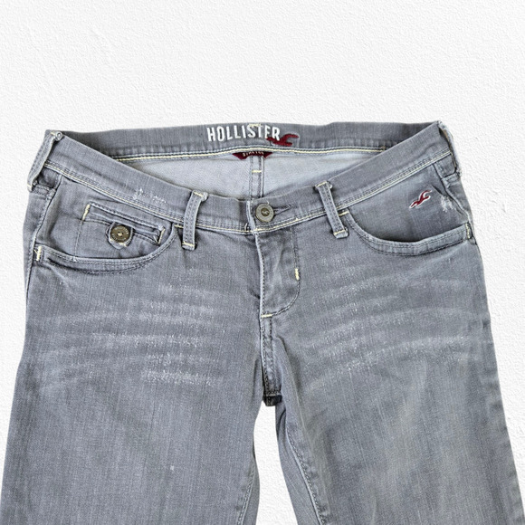 Y2K Hollister Washed Gray Light Wash Low Rise Stretch Skinny Jeans Size 1 - Picture 3 of 10